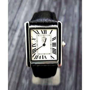 Pierre Lucerne 1888 Must Inspired Tank Swiss Style Mens Dress Watch Black‎ Band